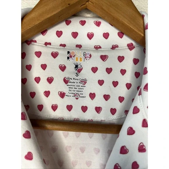 Roller Rabbit Women's Heart Shaped Pajama Top Size S Preppy Pima Cotton - Picture 6 of 9